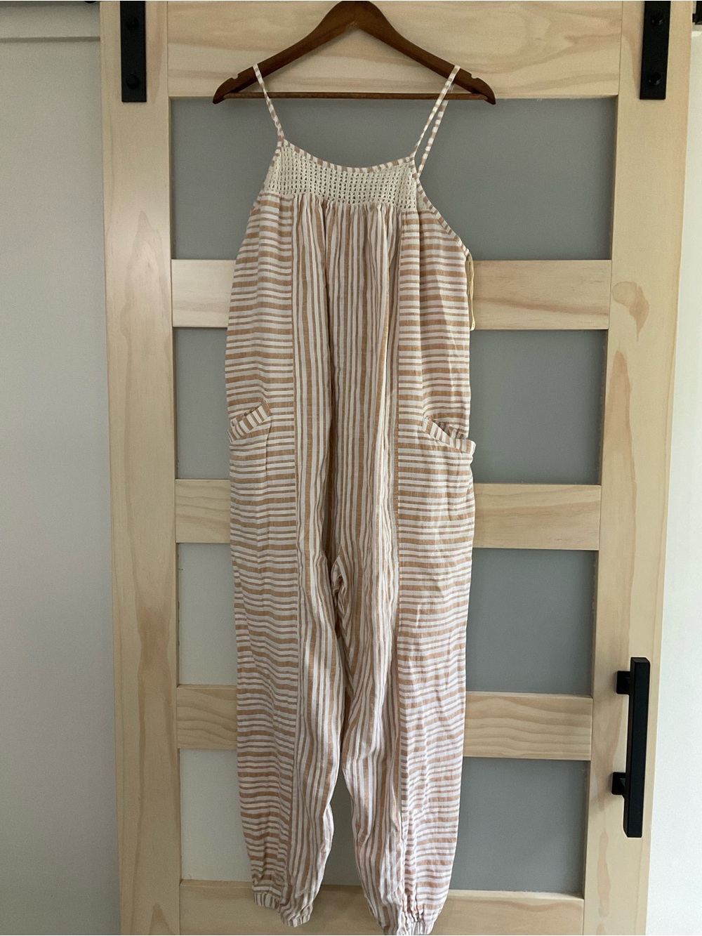Agua Bendita Creta Lula Striped Linen Blend Jumpsuit Small